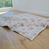 Natural Hemp Blanket in Roses on Mint natural cotton fabric filled organic Hemp fiber filler Full Queen King Custom size Blanket