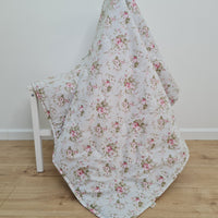 Natural Hemp Blanket in Roses on Mint natural cotton fabric filled organic Hemp fiber filler Full Queen King Custom size Blanket
