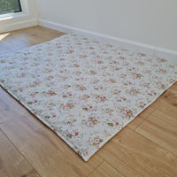 Natural Hemp Blanket in Roses on Mint natural cotton fabric filled organic Hemp fiber filler Full Queen King Custom size Blanket