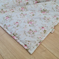 Natural Hemp Blanket in Roses on Mint natural cotton fabric filled organic Hemp fiber filler Full Queen King Custom size Blanket