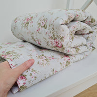Natural Hemp Blanket in Roses on Mint natural cotton fabric filled organic Hemp fiber filler Full Queen King Custom size Blanket