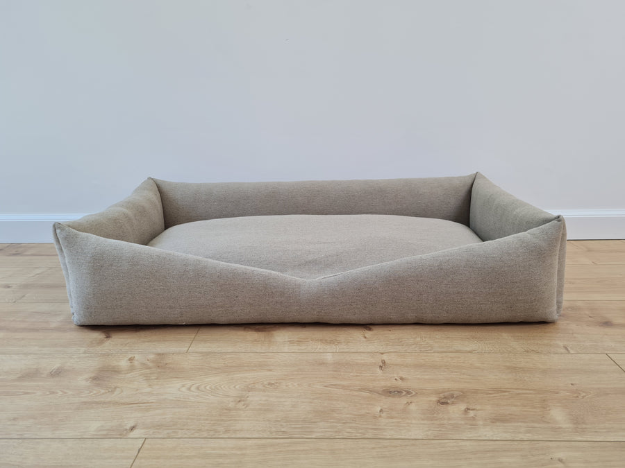 HEMP pet bed in natural non-dyed dark grey linen fabric filled organic HEMP Fiber - mat carpet - house for cats organic