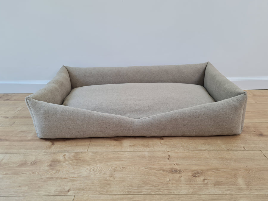 HEMP pet bed in natural non-dyed dark grey linen fabric filled organic HEMP Fiber - mat carpet - house for cats organic