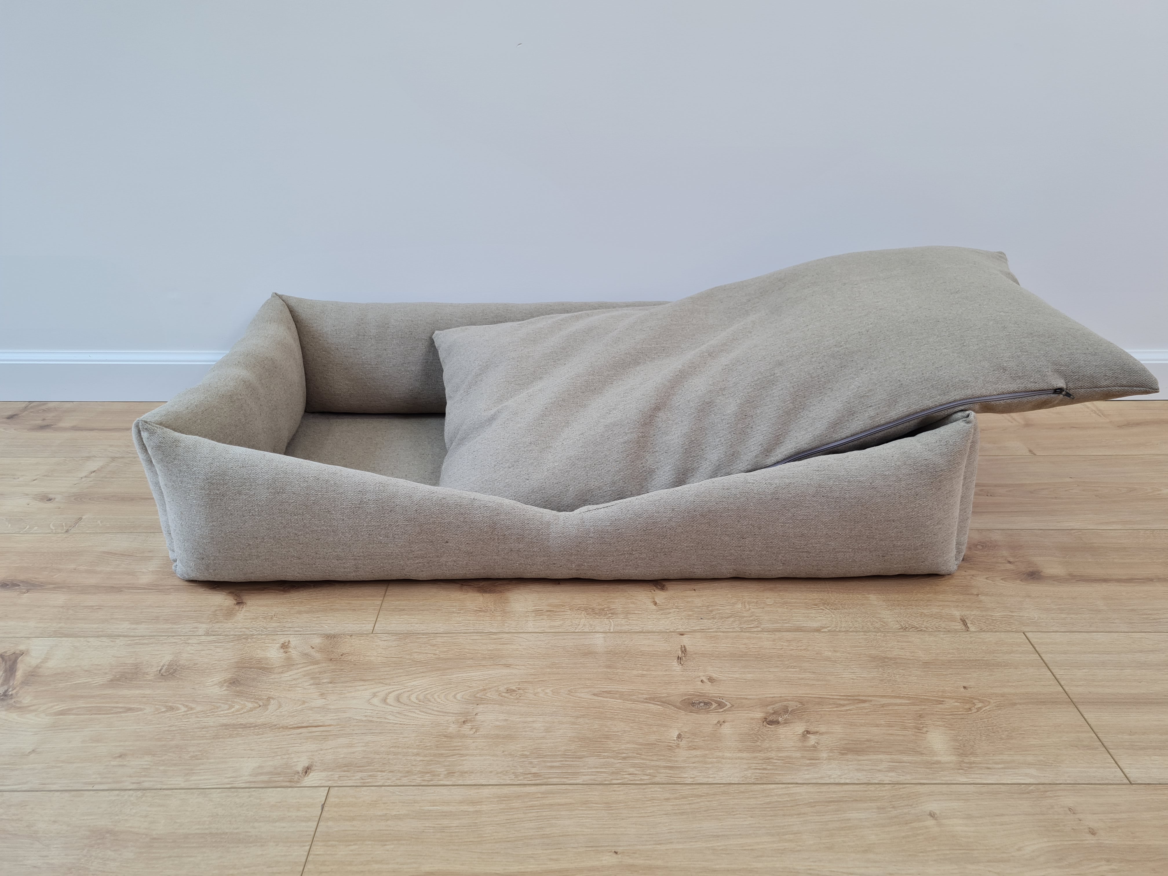 HEMP pet bed in natural non-dyed dark grey linen fabric filled organic HEMP Fiber - mat carpet - house for cats organic
