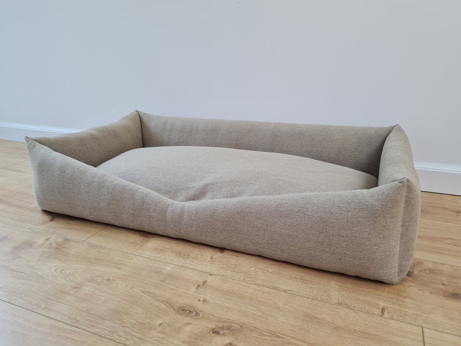 HEMP pet bed in natural non-dyed dark grey linen fabric filled organic HEMP Fiber - mat carpet - house for cats organic