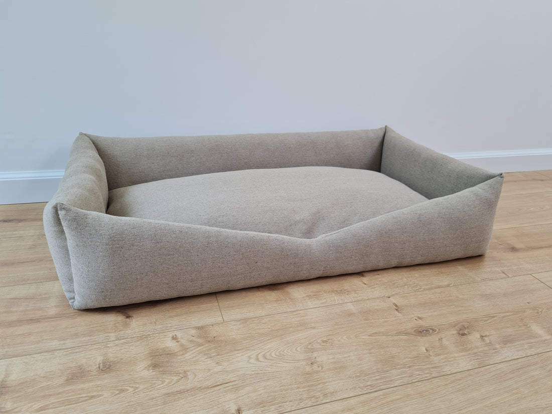 HEMP pet bed in natural non-dyed dark grey linen fabric filled organic HEMP Fiber - mat carpet - house for cats organic