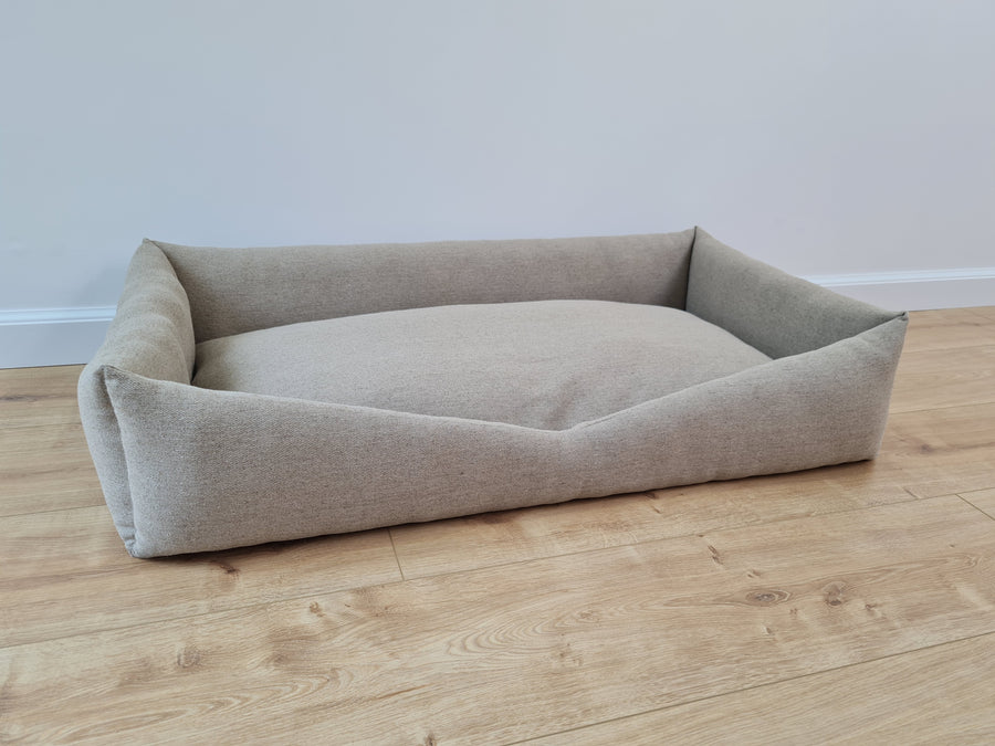 HEMP pet bed in natural non-dyed dark grey linen fabric filled organic HEMP Fiber - mat carpet - house for cats organic