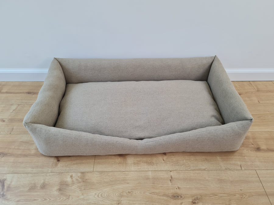 HEMP pet bed in natural non-dyed dark grey linen fabric filled organic HEMP Fiber - mat carpet - house for cats organic