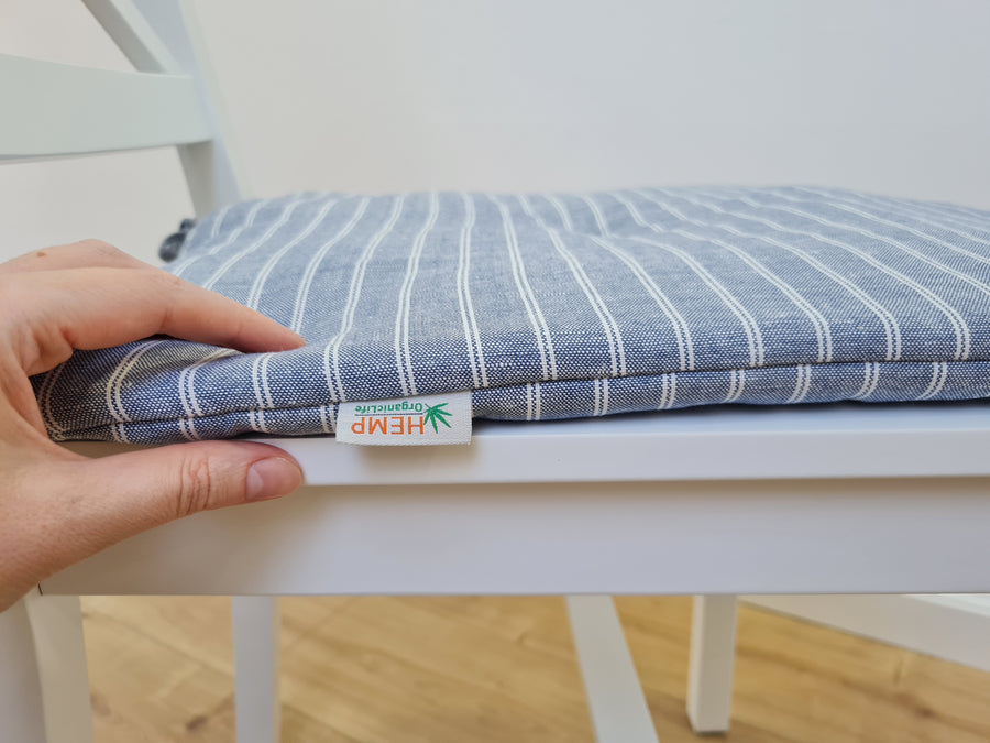 Hemp Linen seat cushion for chair with ties filled organic hemp fiber in natural linen fabric Chair Cushion Pillow seat