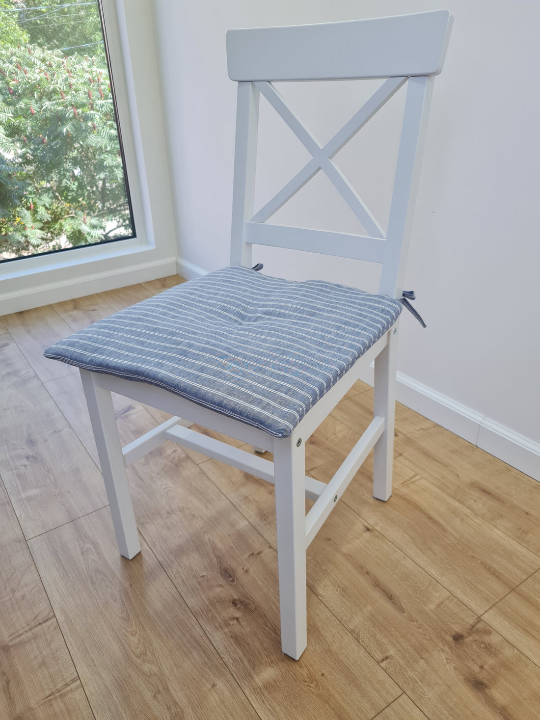 Hemp Linen seat cushion for chair with ties filled organic hemp fiber in natural linen fabric Chair Cushion Pillow seat