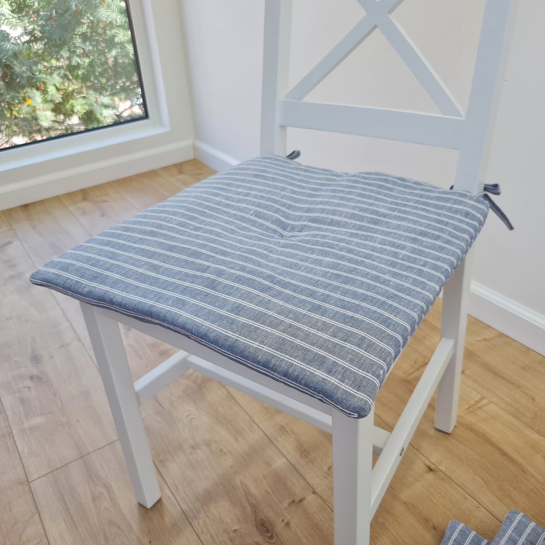 Hemp Linen seat cushion for chair with ties filled organic hemp fiber in natural linen fabric Chair Cushion Pillow seat