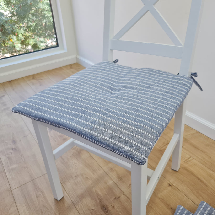 Hemp Linen seat cushion for chair with ties filled organic hemp fiber in natural linen fabric Chair Cushion Pillow seat