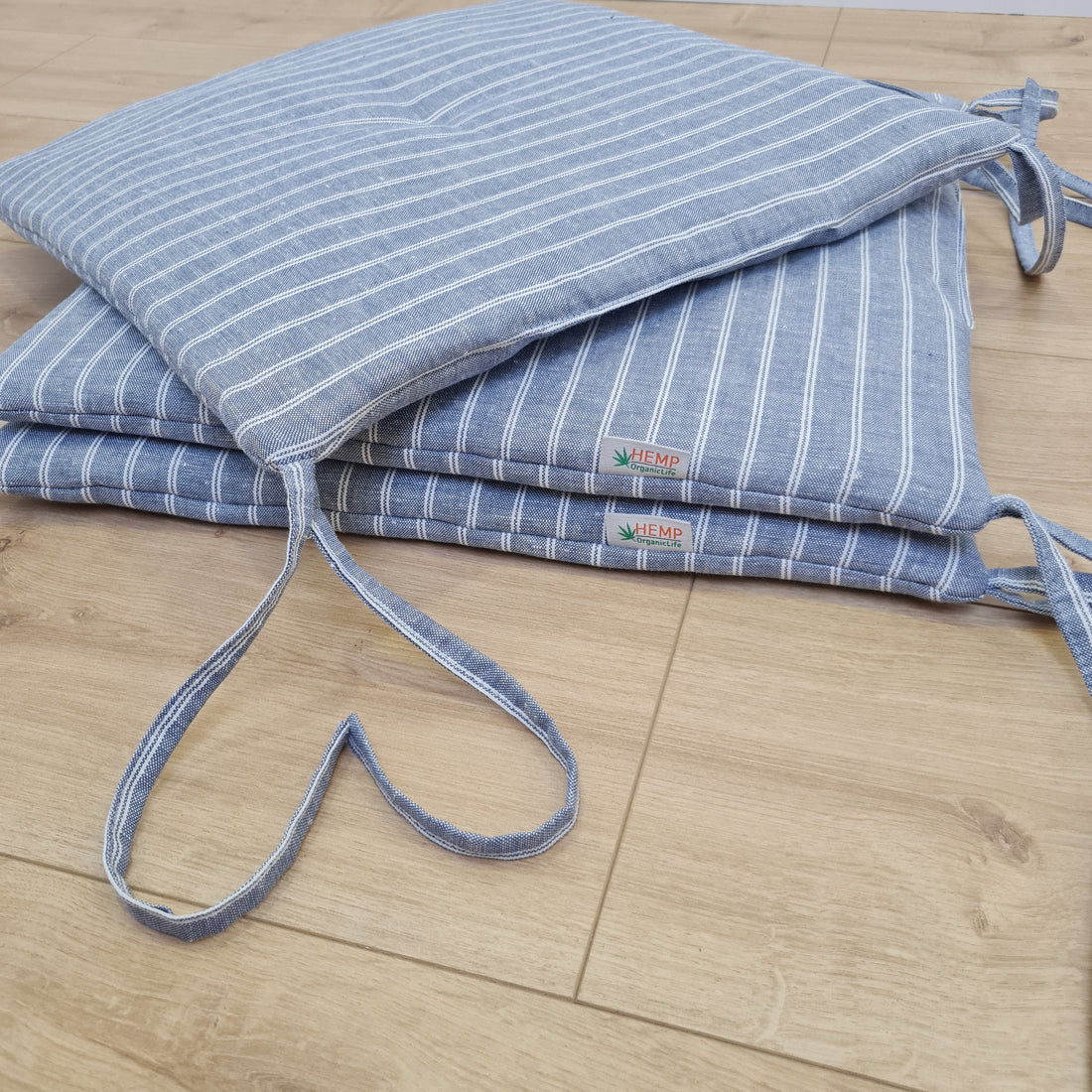 Hemp Linen seat cushion for chair with ties filled organic hemp fiber in natural linen fabric Chair Cushion Pillow seat