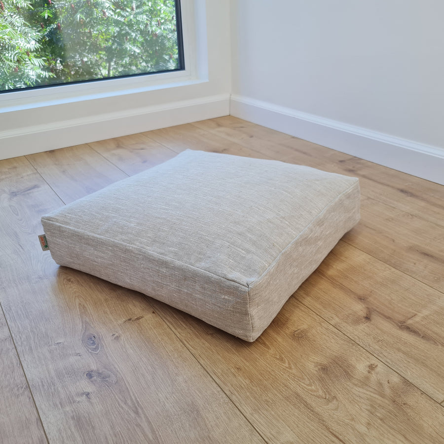 Hemp cushion with removable cover Hemp fiber filling in cotton fabric with linen cover Floor cushion custom made size