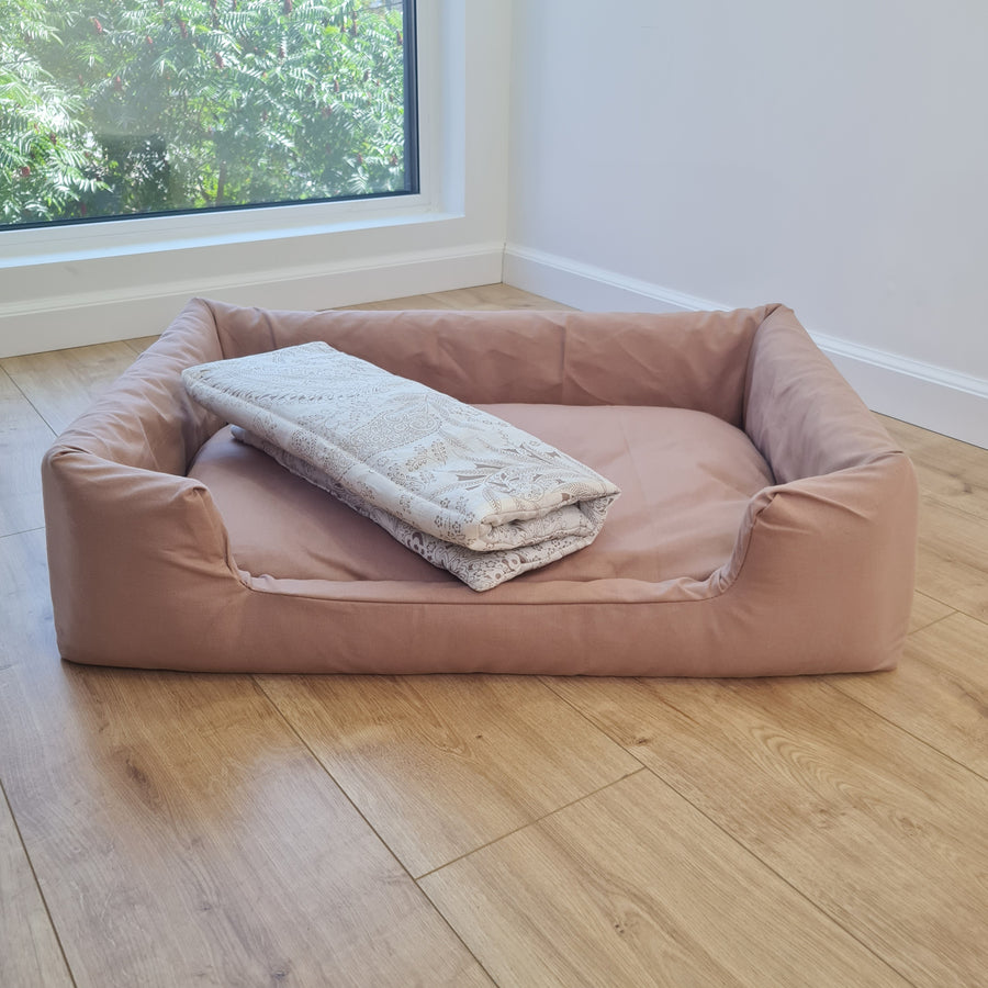 Hemp Pet Bed Removable Washable Natural Mocha cotton Cover Bed Filled Organic Hemp Fiber Filler - Dog Cat Pet Bed Cots Mat Cover