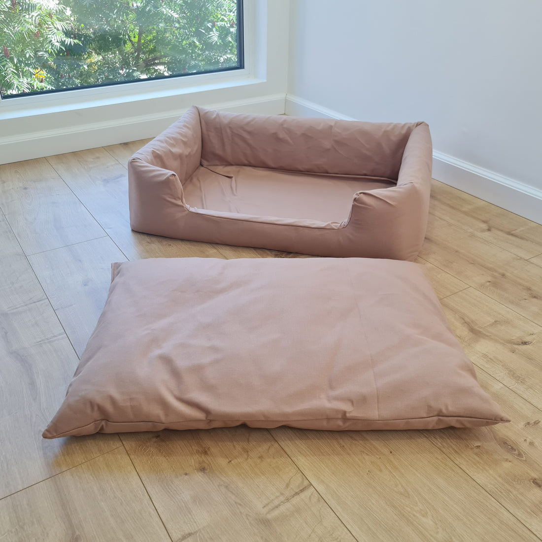 Hemp Pet Bed Removable Washable Natural Mocha cotton Cover Bed Filled Organic Hemp Fiber Filler - Dog Cat Pet Bed Cots Mat Cover