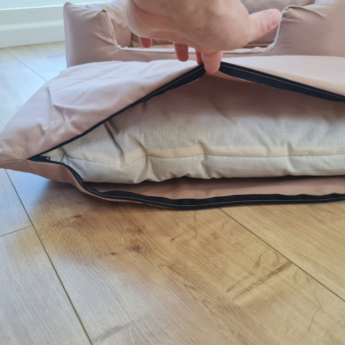Hemp Pet Bed Removable Washable Natural Mocha cotton Cover Bed Filled Organic Hemp Fiber Filler - Dog Cat Pet Bed Cots Mat Cover