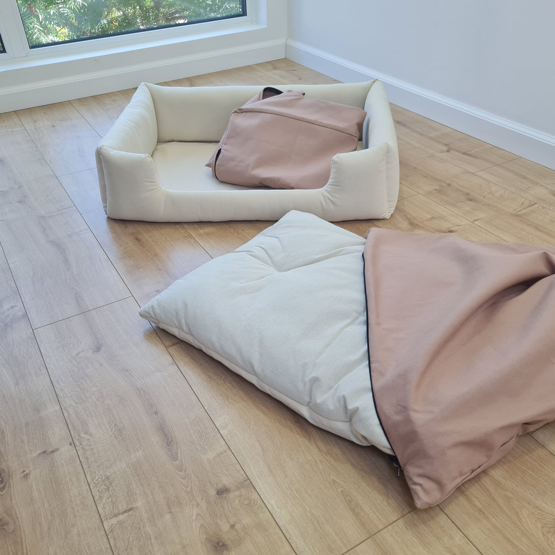 Hemp Pet Bed Removable Washable Natural Mocha cotton Cover Bed Filled Organic Hemp Fiber Filler - Dog Cat Pet Bed Cots Mat Cover