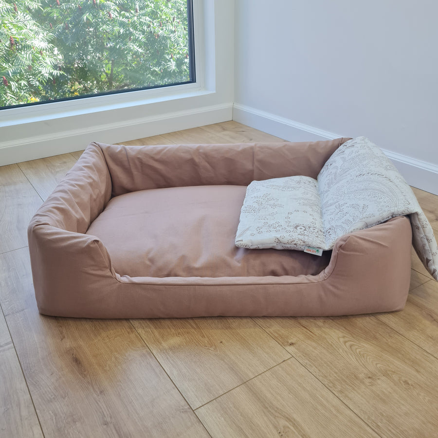 Hemp Pet Bed Removable Washable Natural Mocha cotton Cover Bed Filled Organic Hemp Fiber Filler - Dog Cat Pet Bed Cots Mat Cover