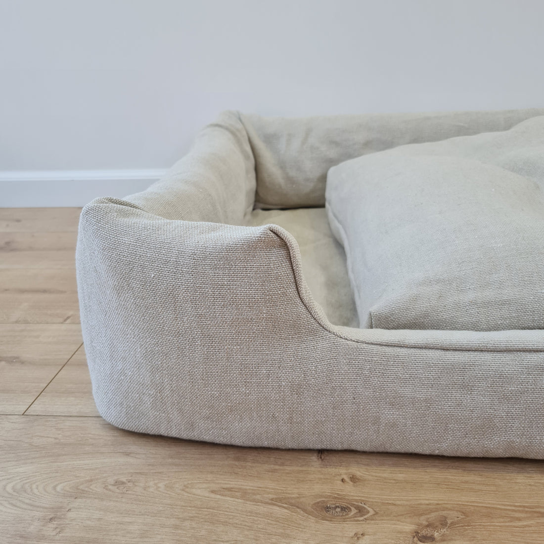 Hemp Pet Bed Removable Washable Natural Linen Cover Bed Filled Organic Hemp Fiber Filler - with thick topper inside - house for cats dogs