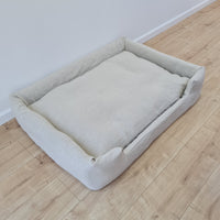 Hemp Pet Bed Removable Washable Natural Linen Cover Bed Filled Organic Hemp Fiber Filler - with thick topper inside - house for cats dogs