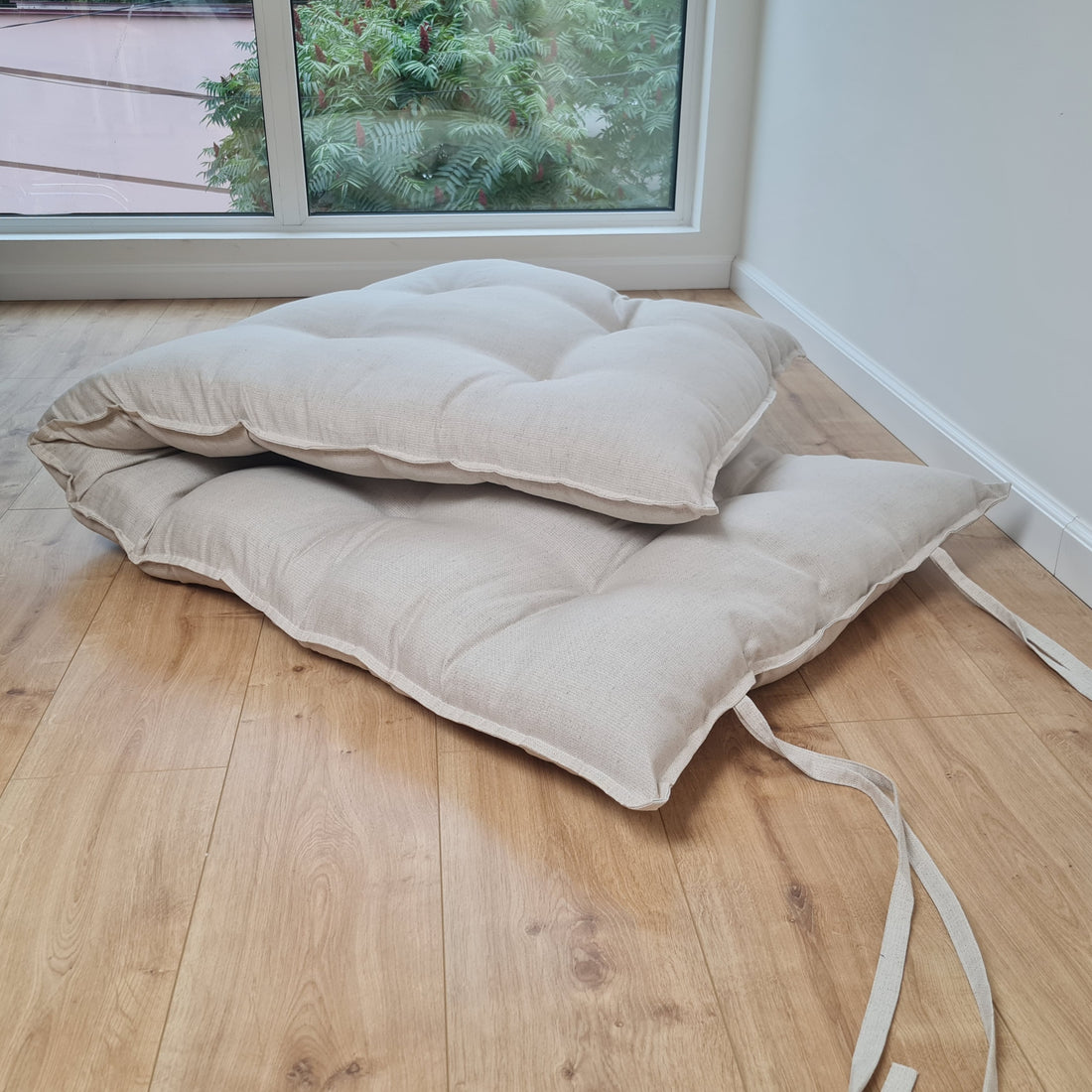 HEMP Linen Topper / Futon / Shikibuton Mat 3” thick filled organic hemp fiber filler in Linen fabric Custom Size Hand made