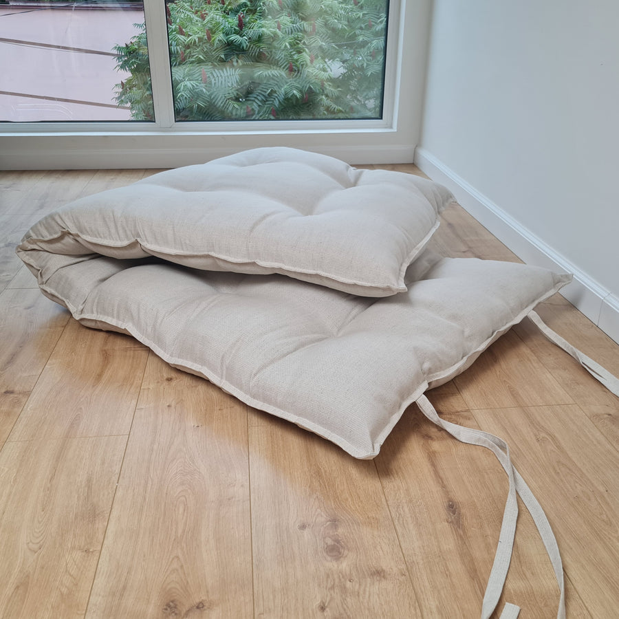 HEMP Linen Topper / Futon / Shikibuton Mat 3” thick filled organic hemp fiber filler in Linen fabric Custom Size Hand made