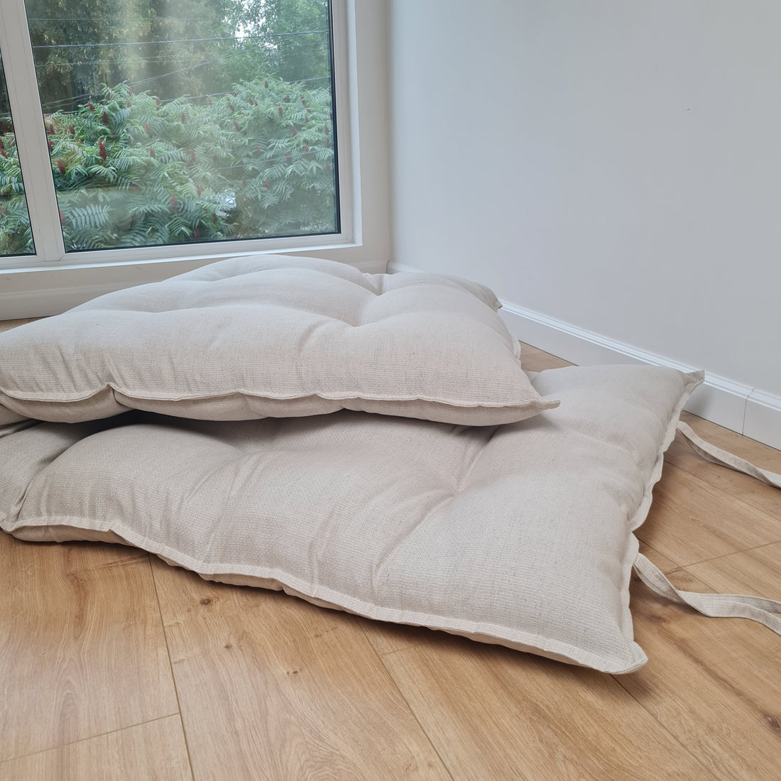 HEMP Linen Topper / Futon / Shikibuton Mat 3” thick filled organic hemp fiber filler in Linen fabric Custom Size Hand made