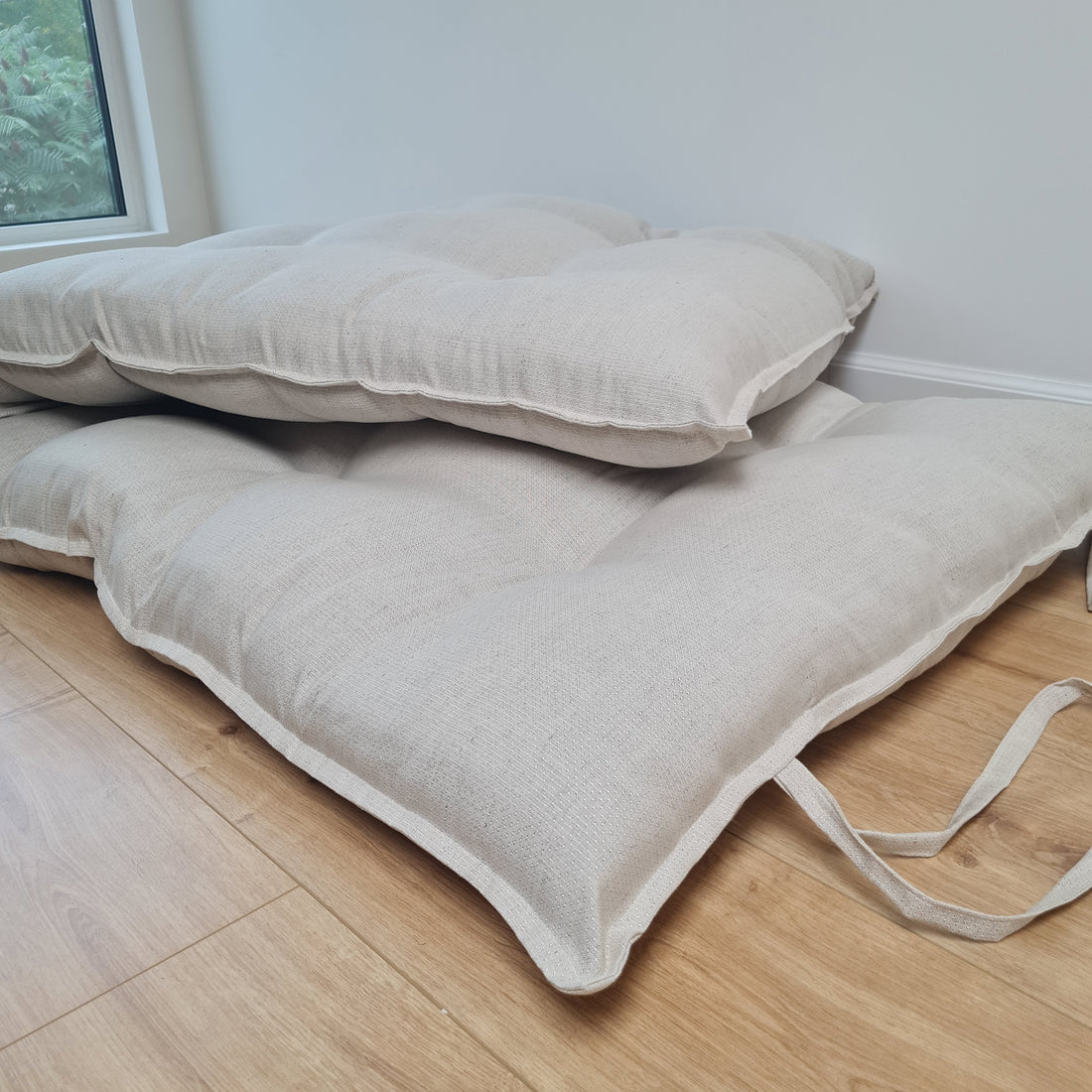 HEMP Linen Topper / Futon / Shikibuton Mat 3” thick filled organic hemp fiber filler in Linen fabric Custom Size Hand made