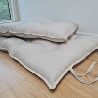 HEMP Linen Topper / Futon / Shikibuton Mat 3” thick filled organic hemp fiber filler in Linen fabric Custom Size Hand made