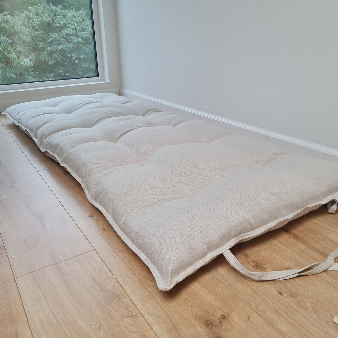 HEMP Linen Topper / Futon / Shikibuton Mat 3” thick filled organic hemp fiber filler in Linen fabric Custom Size Hand made