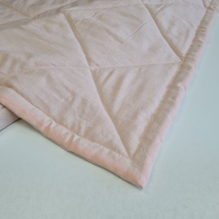 HEMP Linen viscose Blanket organic Hemp fiber filling in Natural Tender Peach Linen viscose Fabric cozy organic hand made Quilted blanket