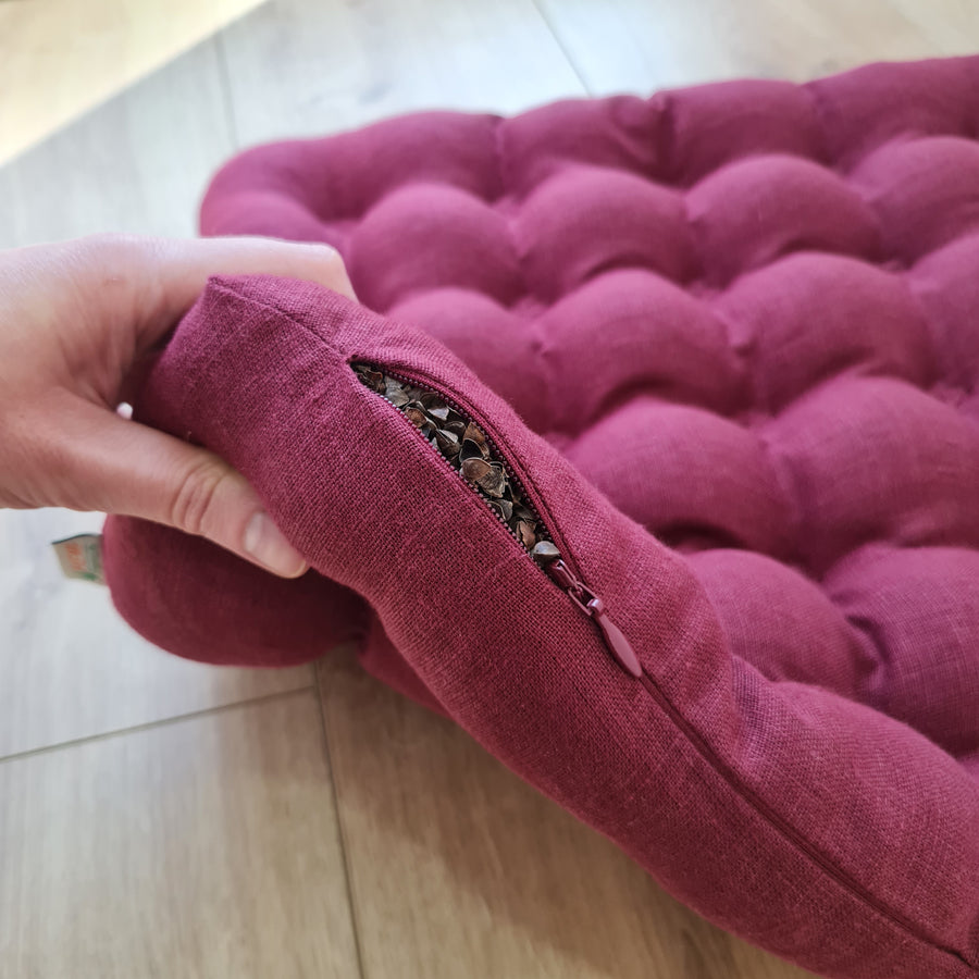 Linen Buckwheat floor cushion Zabuton Organic pillow buckwheat hulls / pillow seat/Meditation Yoga /Natural