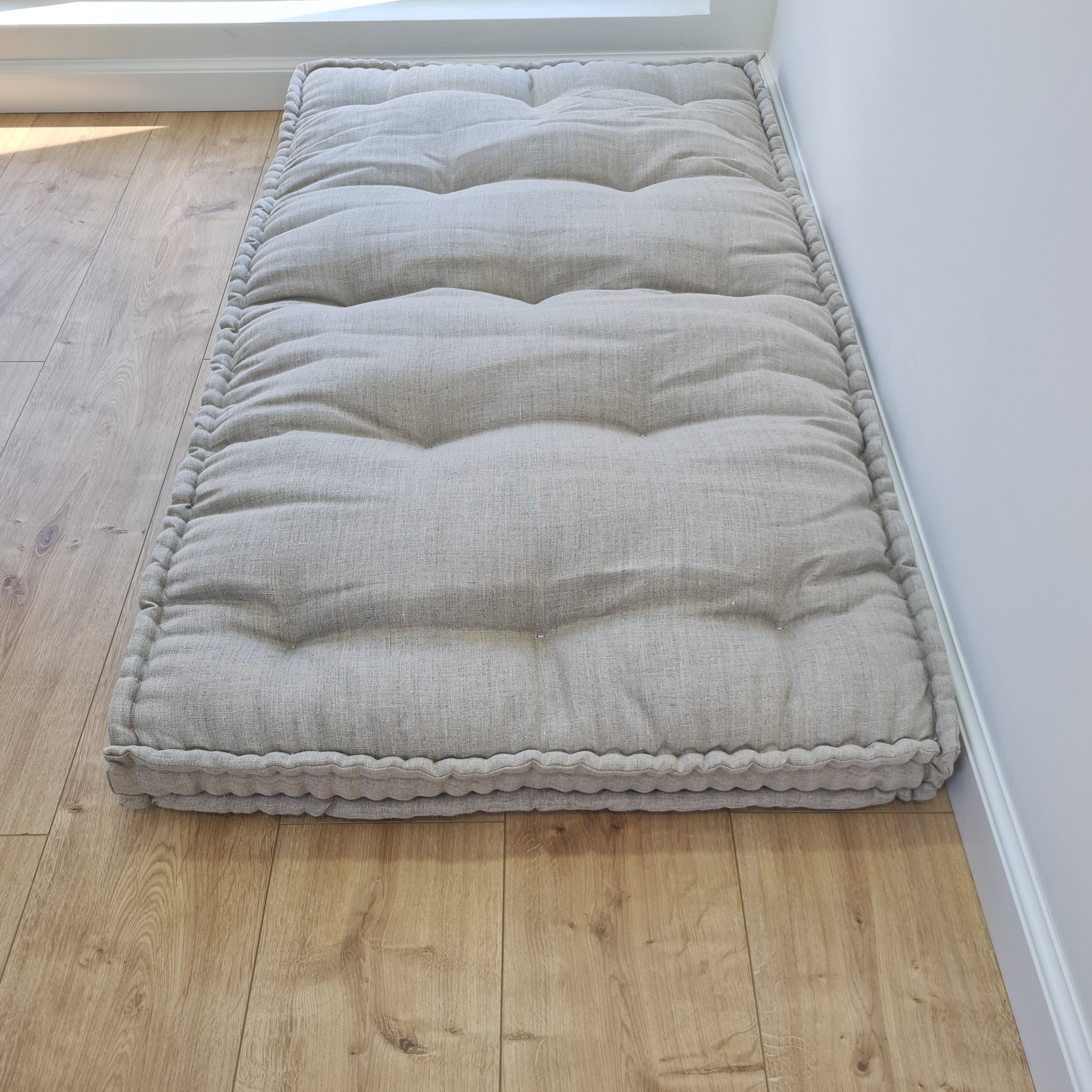 27" x 48" (68 x 122 cm) Hemp Floor cushion with organic hemp fiber filling in natural non dyed linen fabric / floor pillow /Meditation Yoga