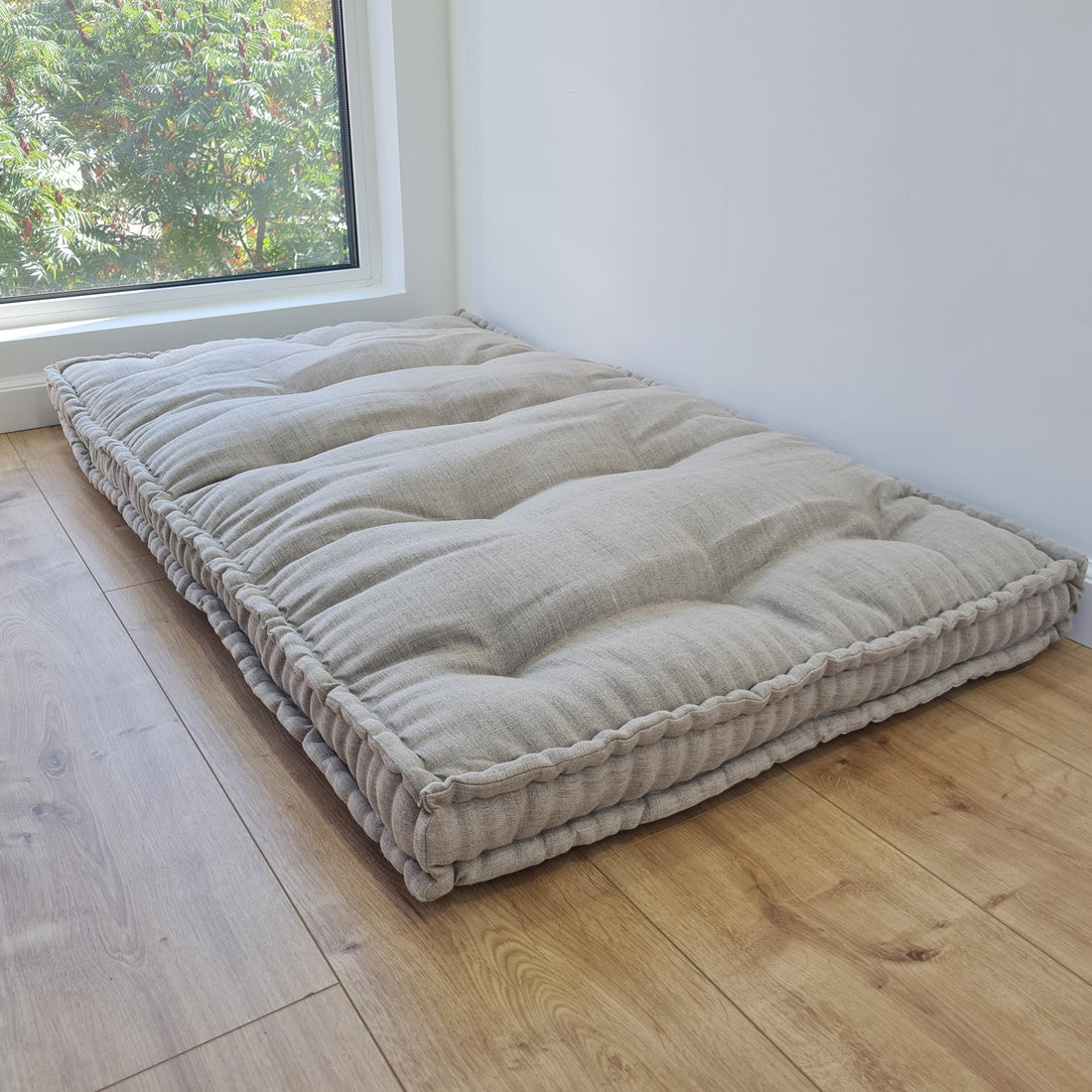 27" x 48" (68 x 122 cm) Hemp Floor cushion with organic hemp fiber filling in natural non dyed linen fabric / floor pillow /Meditation Yoga