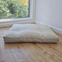 Hemp Linen Pet Mat Pad Cushion with Removable Linen Cover organic hemp fiber filler in non-dyed beige greylinen fabric