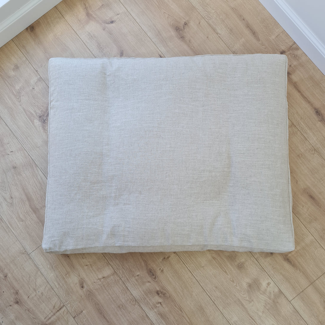 Hemp Linen Pet Mat Pad Cushion with Removable Linen Cover organic hemp fiber filler in non-dyed beige greylinen fabric