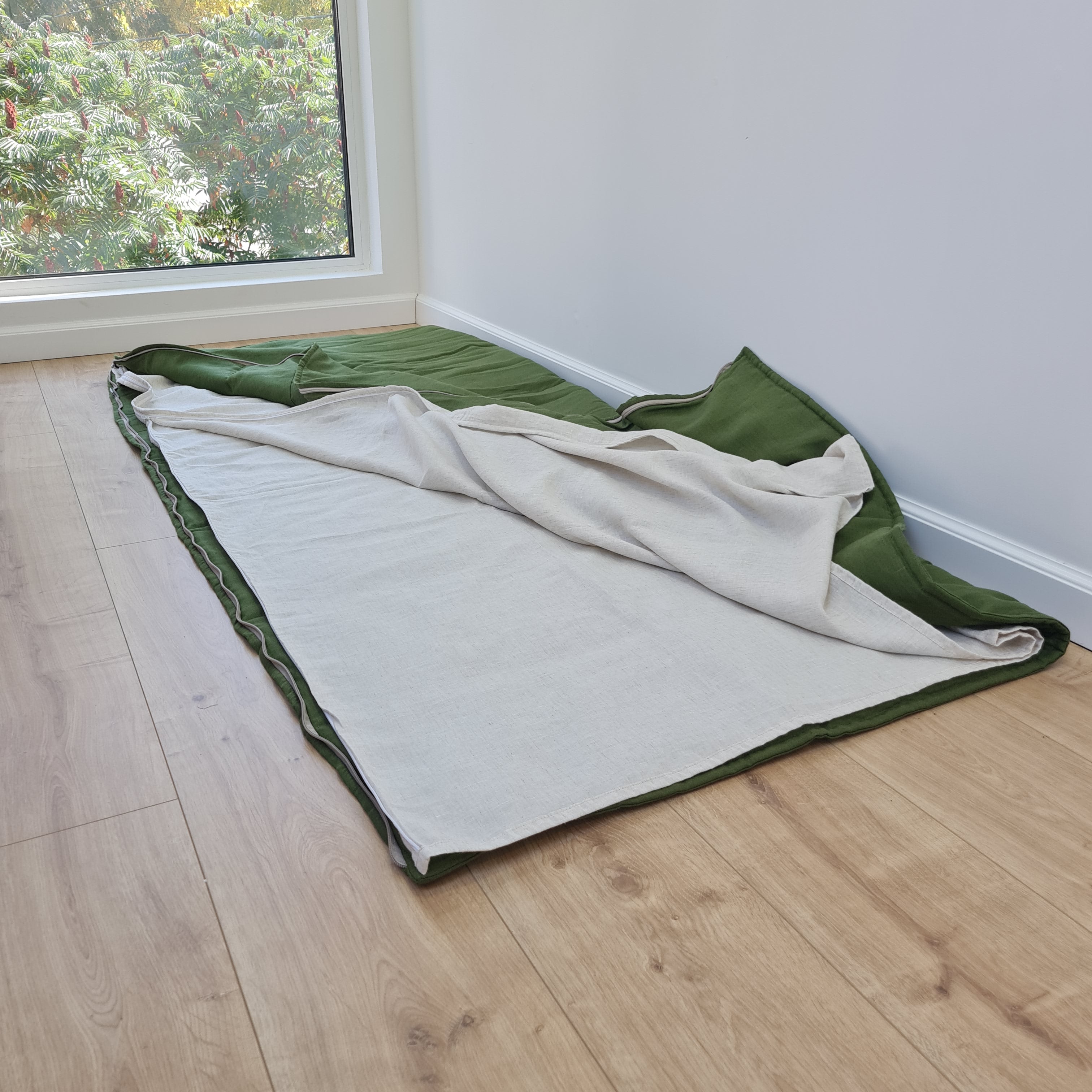 HEMP Sleeping Bag Liner with Zipper for Camping Hiking Hostel Travel organic non-dyed hemp fabric custom made