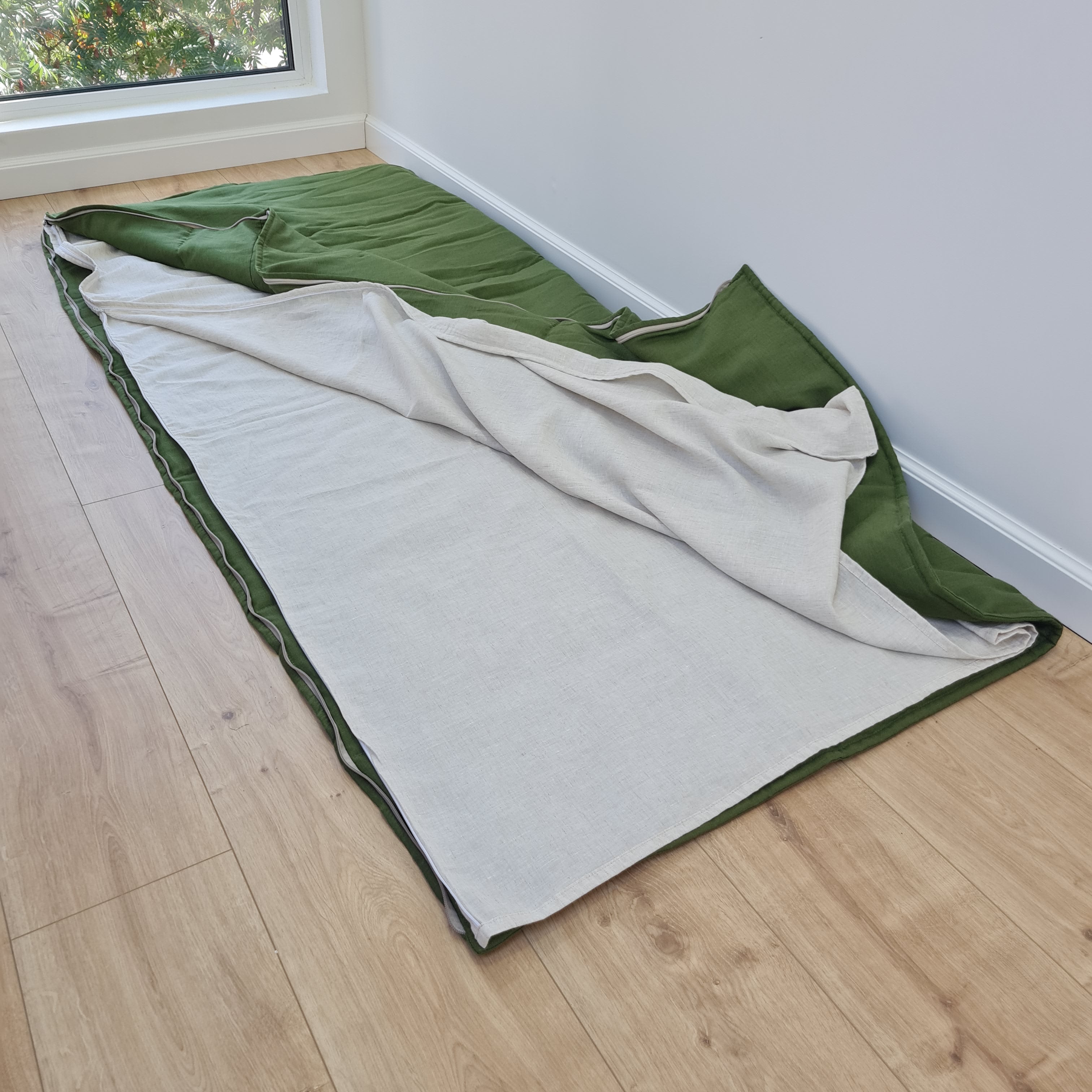 HEMP Sleeping Bag Liner with Zipper for Camping Hiking Hostel Travel organic non-dyed hemp fabric custom made