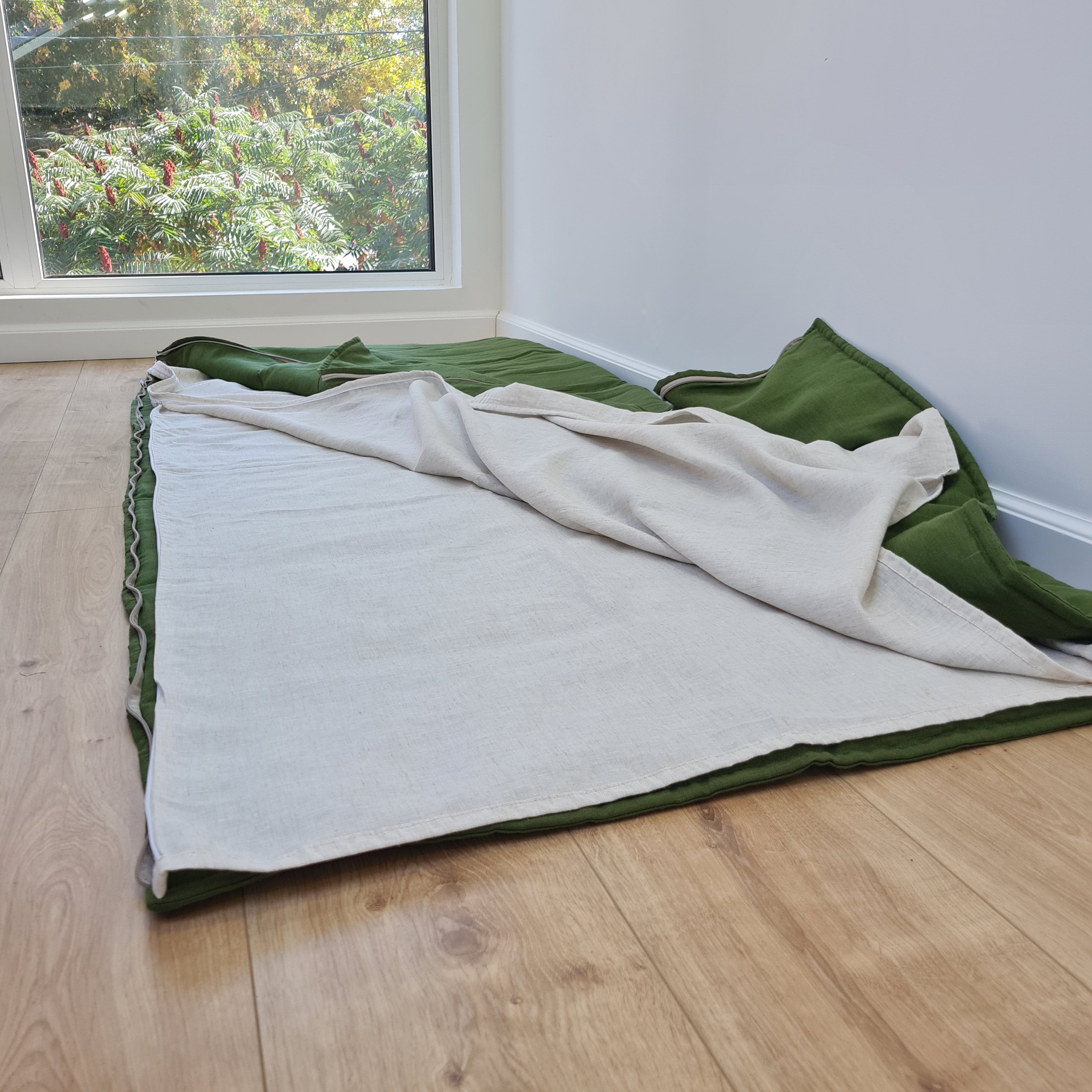 HEMP Sleeping Bag Liner with Zipper for Camping Hiking Hostel Travel organic non-dyed hemp fabric custom made