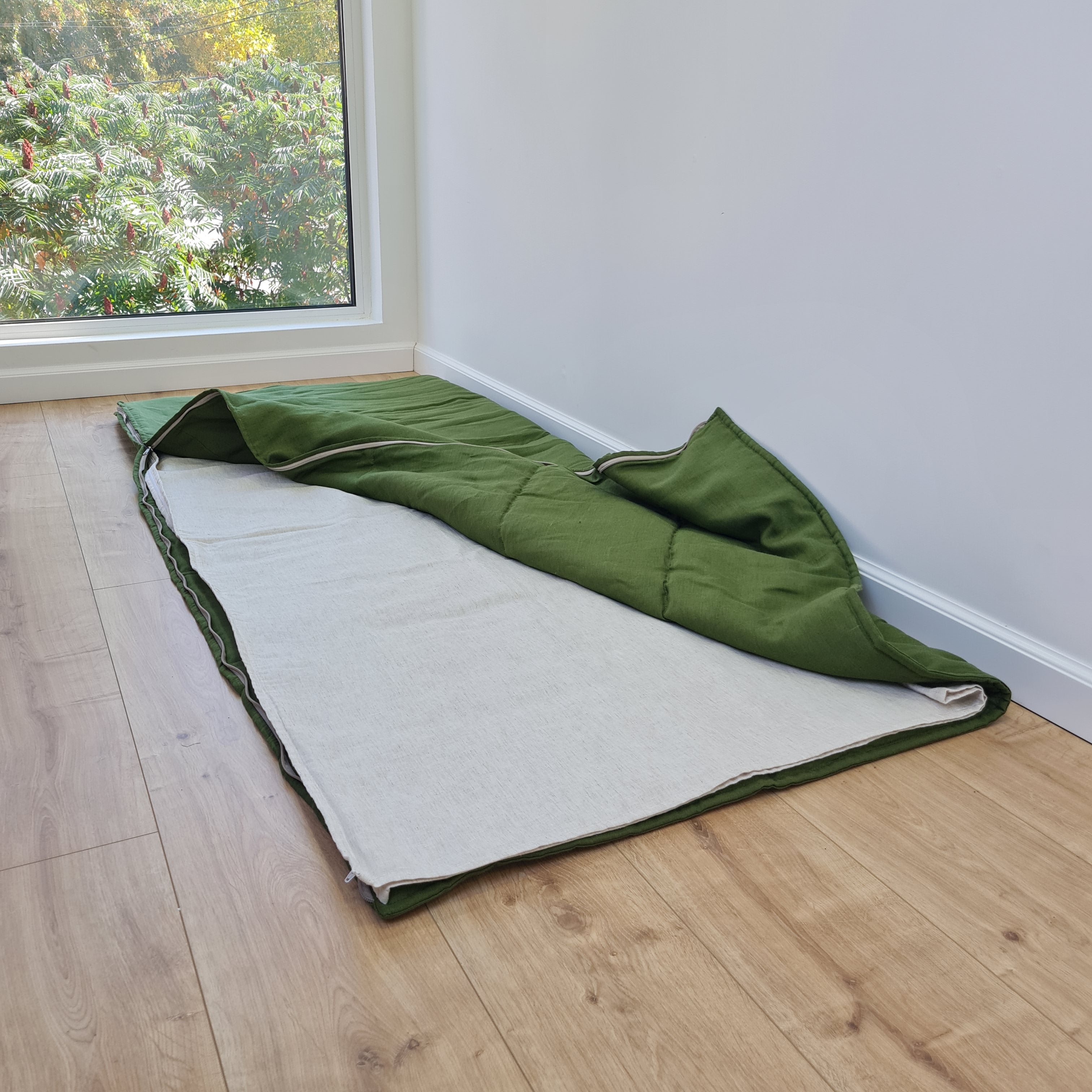 HEMP Sleeping Bag Liner with Zipper for Camping Hiking Hostel Travel organic non-dyed hemp fabric custom made