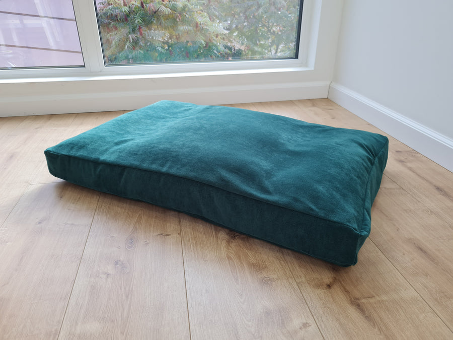 Hemp Pet Mat Pad Cushion with Removable Washable Cotton green velvet Cover Organic Hemp Fiber Filler in Natural Cotton Fabric Padded Dog