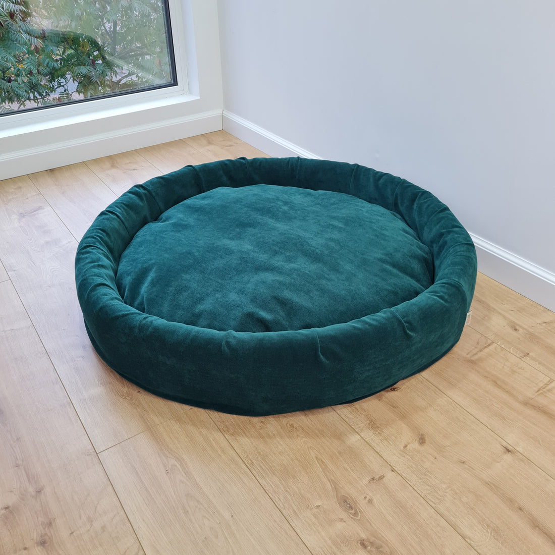 Round Hemp Cotton velvet Light Pink Pet Bed with Removable Washable Natural velvet Cover Filled Organic Hemp Fiber house eco-friendly Gift