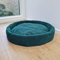 Round Hemp Cotton velvet Light Pink Pet Bed with Removable Washable Natural velvet Cover Filled Organic Hemp Fiber house eco-friendly Gift