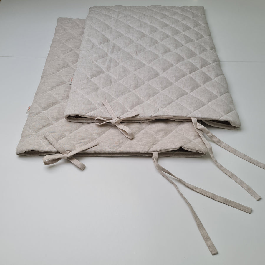Hemp Linen pillow cover quilted by HEMP Organic fiber in natural non-dyed linen or hemp fabric with ties