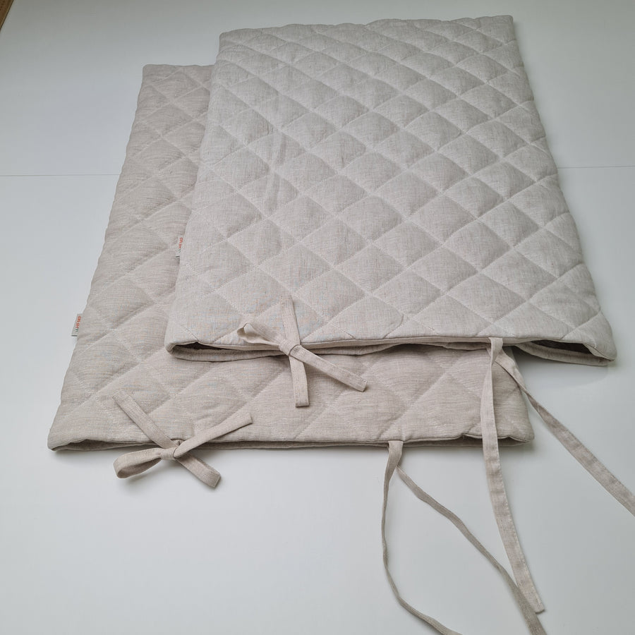 Hemp Linen pillow cover quilted by HEMP Organic fiber in natural non-dyed linen or hemp fabric with ties