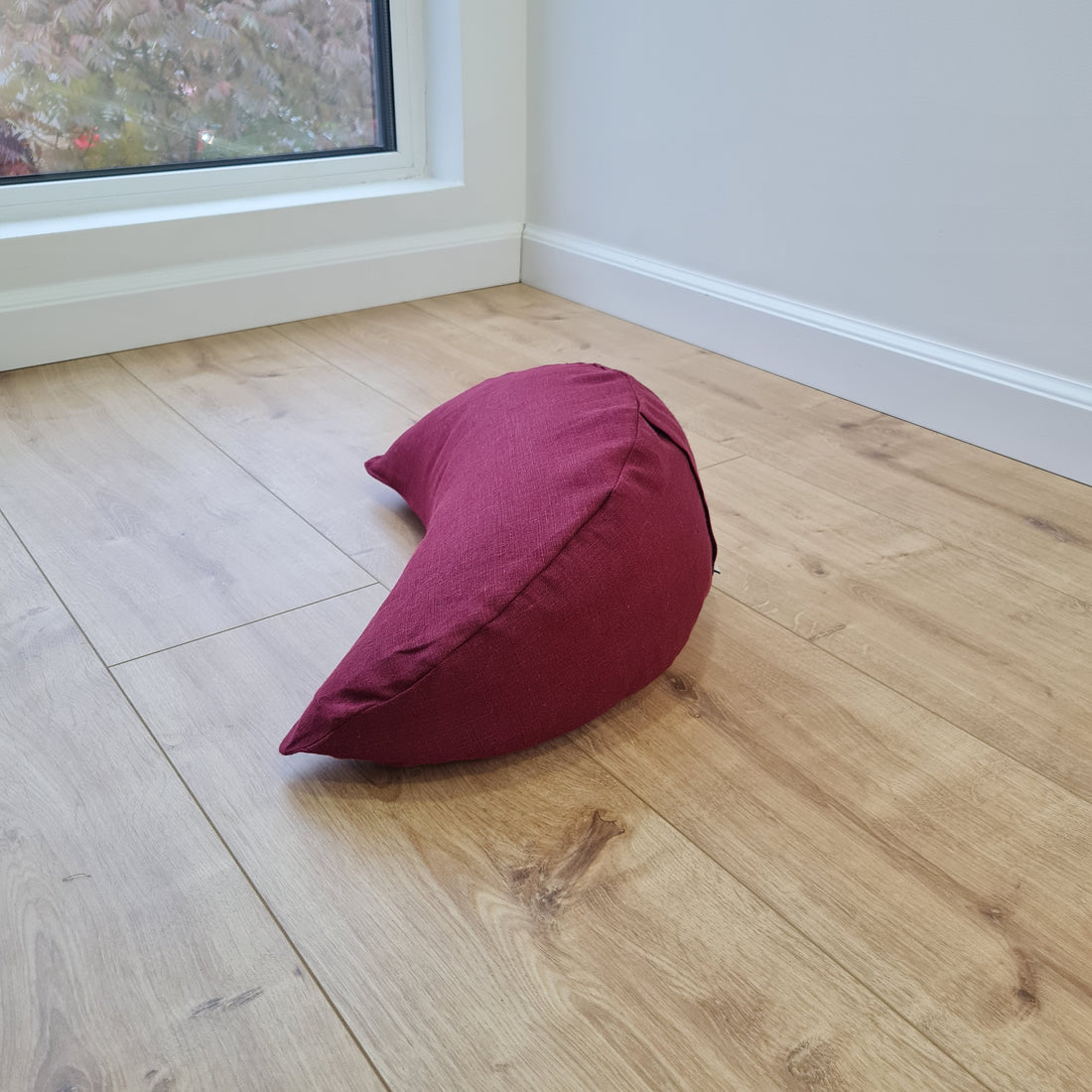 Linen cresсent cushion filled Wool filler Yoga Meditation Crescent pillow