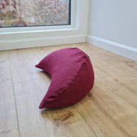 Linen cresсent cushion filled Wool filler Yoga Meditation Crescent pillow