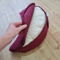 Linen cresсent cushion filled Wool filler Yoga Meditation Crescent pillow