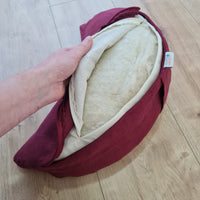 Linen cresсent cushion filled Wool filler Yoga Meditation Crescent pillow